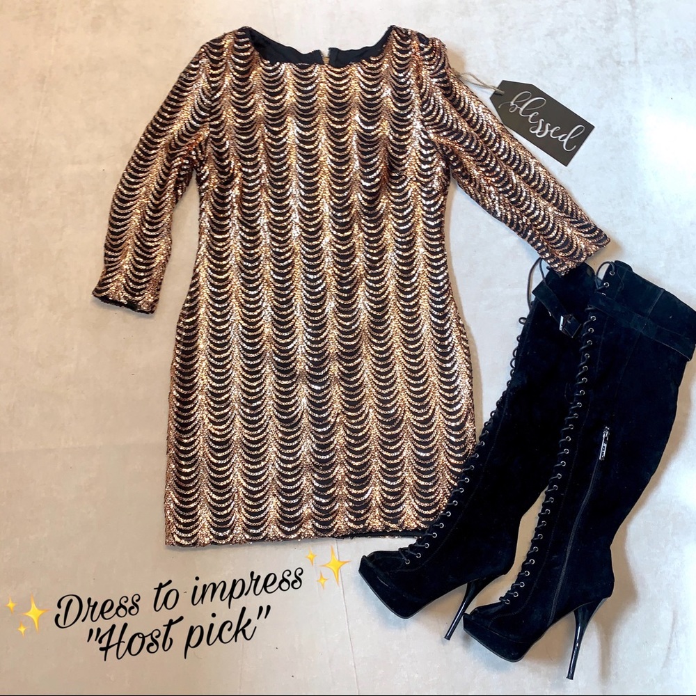 “HP” Charlotte Russe | Sequin Gold | mini Dress